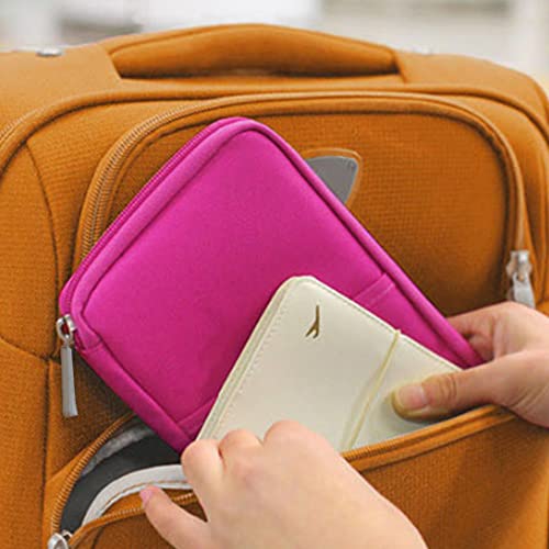 vanki Multi-Functional Fashion Ticket Passport Credit Card ID Document Organizer Holder Bag Purse Travel Pouch Case Cover (Rose Red)