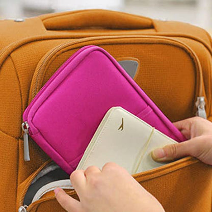 vanki Multi-Functional Fashion Ticket Passport Credit Card ID Document Organizer Holder Bag Purse Travel Pouch Case Cover (Rose Red)