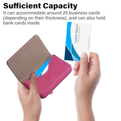 Business Credit Card Holders, Magnetic Sealing Anti Drop, PU Leather Debit Card Protector Organizer Case (Rose Red) - color: Rose Red