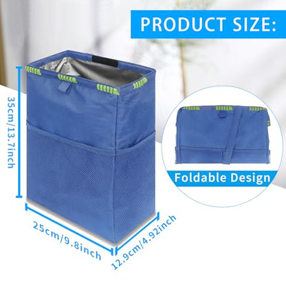 Homelove Hanging Car Trash Can with 4 Storage Pockets, Waterproof Leakproof Oxford Auto Garbage Bag, Adjustable Garbage Bag, Foldable Car Trash Bin Fit for Truck, SUV, Home, Office - color: Blue-A