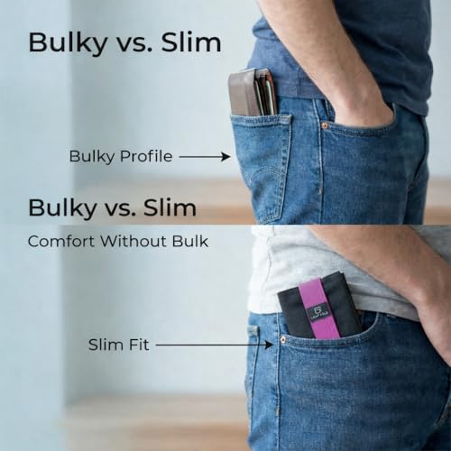 LIGHT FOLD Ultra Slim Tri-Fold Wallet with RFID Blocking, Lightweight Minimalist Men’s Wallet with Elastic Band, Waterproof Durable Nylon Fabric, Slim Front Pocket Card Holder Fits 12 Cards & Cash - color: Pink