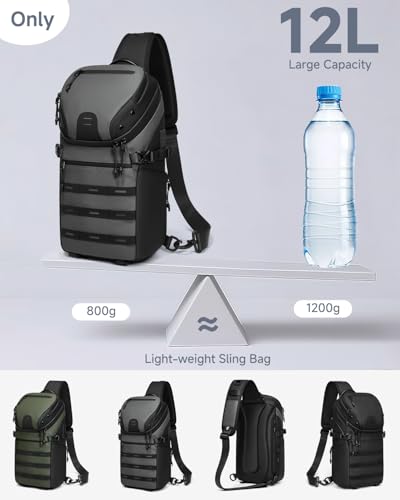 Somago Crossbody Sling Backpack Sling Bag Travel Hiking Chest Bag Daypack Single Shoulder Bag (Grey) - color: Grey