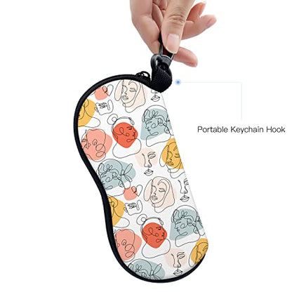 Sunglasses Soft Case with Carabiner Ultra Light Neoprene Zipper Glasses Case - color: Artistic Face
