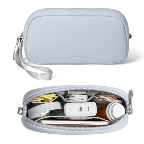 tomtoc Electronics Organizer Travel Case Performance, Water Resistant Bag Cable Tech Pouch Accessories, Carry Storage for Cord, Phone, Cables, Airpods, USB Flash Drive, Daily Items - color: Light Blue, size: Small