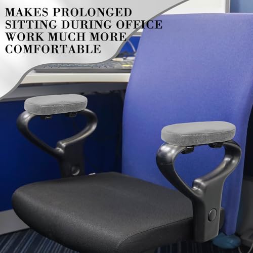 Threlaco 2 Pcs Office Chair Armrest Pads Soft Foam Office Chair Arm Covers Fluffy Flannel Gaming Armchair Armrest Cushion for Elbows and Forearms Support Pressure Relief(Gray) - color: Grey