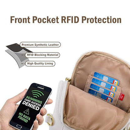 Haytijoe Small Anti Theft Crossbody Bag for Women Faux Leather Lightweight Sling Bags RFID Blocking Fanny Pack for Travel - color: White