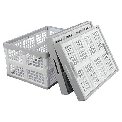 Vababa 28 L Plastic Collapsible Storage Bins, Stacking Utility Foldable Basket, Set of 3 - size: 28 L