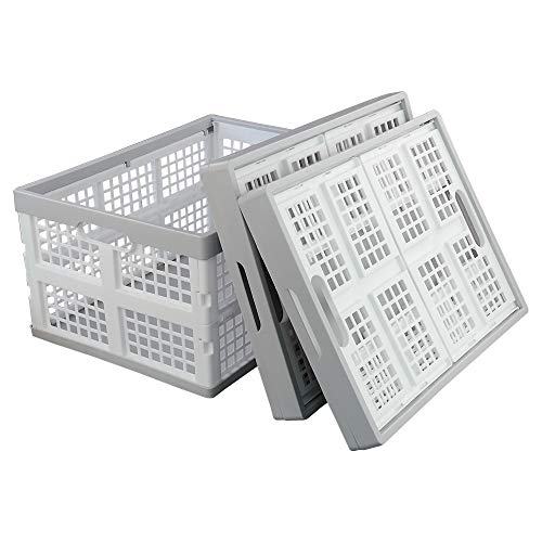 Vababa 28 L Plastic Collapsible Storage Bins, Stacking Utility Foldable Basket, Set of 3 - size: 28 L