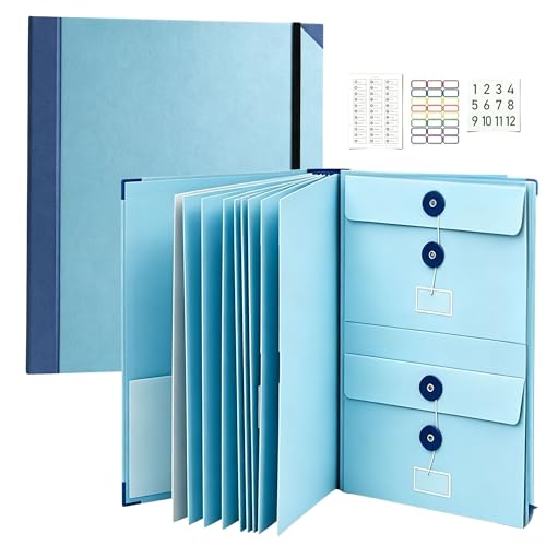 Important Document Organizer - Expandable Accordion File Binder with Labels for Important Papers Passports Birth Certificates 10 Pocket File Folder for Home Office Travel (Document Organizer, Blue) - color: Blue