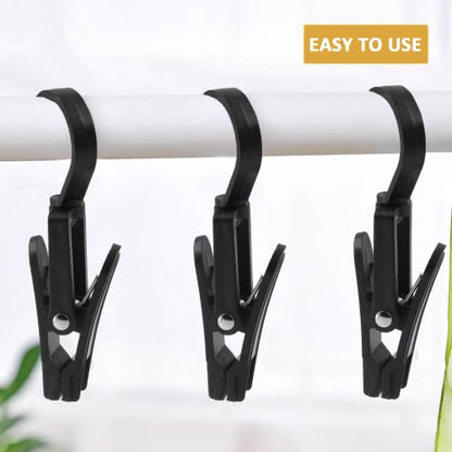 BokWin 10PCS Super Strong Plastic Swivel Hanging Hooks Home Travel Swivel Hanging Laundry Hooks Clip, Windproof Clip, 4.13inch, Black - size: black,10pcs