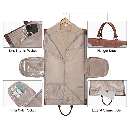 Modoker Convertible Garment Bag with Shoulder Strap, Carry on Garment Duffel Bag for Men Women - 2 in 1 Hanging Suitcase Suit Travel Bags, Caramel - color: Caramel