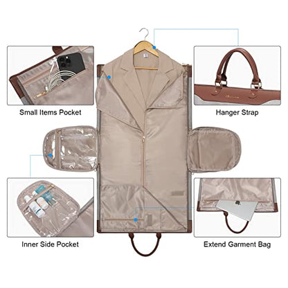 Modoker Convertible Garment Bag with Shoulder Strap, Carry on Garment Duffel Bag for Men Women - 2 in 1 Hanging Suitcase Suit Travel Bags, Caramel - color: Caramel