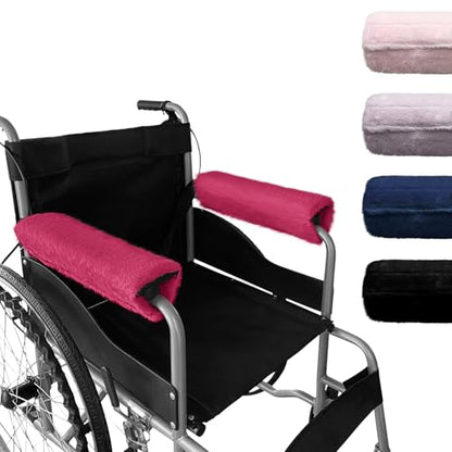 SPRING SEAON Wheelchair Armrest Covers 2 Pack Soft Memory Foam Wheelchair armrest Pads Wicking Washable for Office Transport Chair (Rose red) - color: Rose Red
