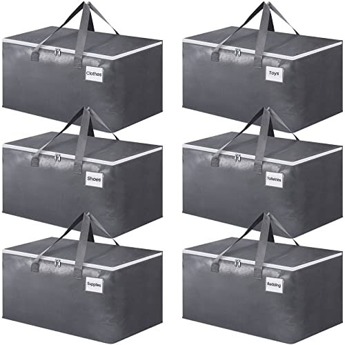 BlissTotes Large Moving Boxes and with Zippers & Handles Moving Supplies with lids, Heavy Duty Totes for Storage Bags for Space Saving, Fold Flat, Moving and Storing 76L, 6 Pack - size: 76L-6 Packs