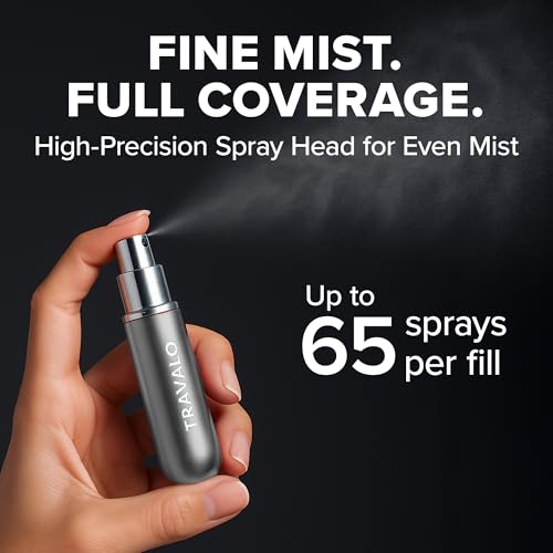 Travalo Classic HD Perfume Atomizer - Leak-Proof and TSA Approved for Air Travel - Reusable, Airtight, Easy-Fill Mini Pump Sprayer - Lightweight, Elegant Design w/Volume Window - Silver 0.17oz - color: Silver