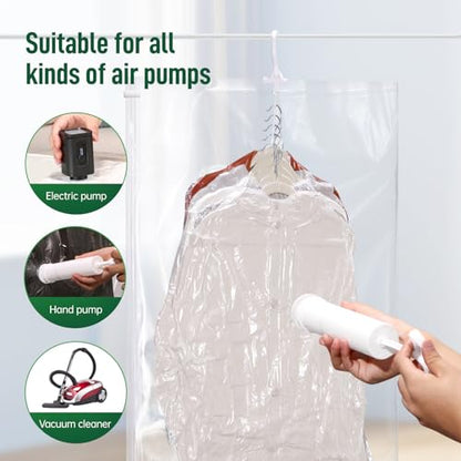 Hanging Vacuum Storage Bags For Clothes With Hand Pump,Coat Storage Bag Hanging,Vacuum Bags For Clothes,Space Saver Vacuum Storage Bags,Garment, Clothing, Dress, Suit, Long Coat, Jacket(Combo 4 Pack） - size: 4 Combo