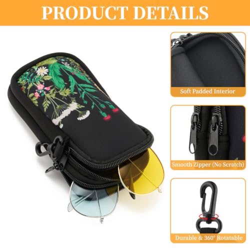 WOZEAH Double Eyeglass Case with 2 Compartments, Travel Eyewear Organizer for Two Pairs of Glasses - color: Wild Flower