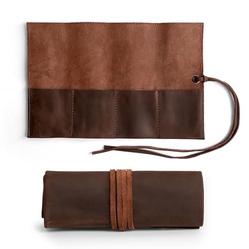 Hide & Drink, Leather Watch Roll Organizer Handmade from Full Grain Leather, Holds Up to 4 Watches, Easy Carry On Watchlover Storage (Bourbon Brown) - color: Bourbon Brown