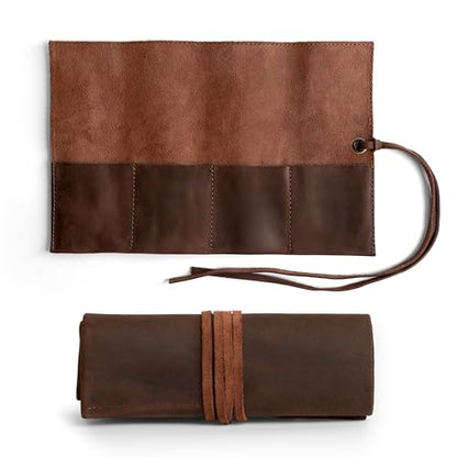 Hide & Drink, Leather Watch Roll Organizer Handmade from Full Grain Leather, Holds Up to 4 Watches, Easy Carry On Watchlover Storage (Bourbon Brown) - color: Bourbon Brown