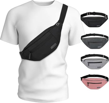 MAXTOP Large Crossbody Fanny Pack with 4-Zipper Pockets,Gifts for Enjoy Sports Festival Workout Traveling Running Casual Hands-Free Wallets Waist Pack Phone Bag Carrying All Phones - color: Black(4 Zipper Pockets), style: Large Fanny Pack(4 Zipper Pockets