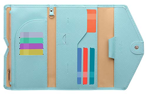 ZOPPEN Mulit-purpose Rfid Blocking Passport Holder Travel Wallet (Ver.4) Passport and Vaccine Card Holder ComboTri-fold Document Organizer Travel Essentials - color: #23 Paradise Blue
