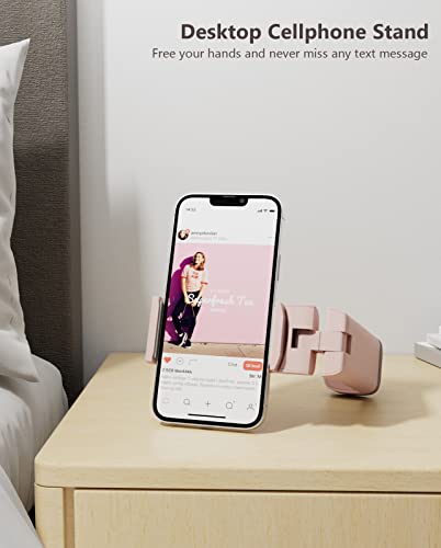 MiiKARE Travel Essentials Airplane Phone Holder, Universal Handsfree Phone Mount for Flying with 360 Degree Rotation, Travel Must Haves Phone Stand for Desk, Tray Table, Black&Pink - color: Black&Pink