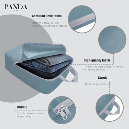 PANDA JOYS 4 Set Compression Packing Cubes Travel - Travel Accessories Expandable Packing Organizers for Carry On - Essentials Luggage Bags - Dark Blue - color: Dark Blue