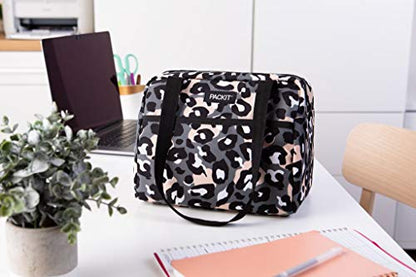 PackIt Freezable Hampton Lunch Bag, Wild Leopard Gray, Built with EcoFreeze Technology, Collapsible, Reusable, Zip Closure with Front Pocket and Shoulder Straps, Perfect for Tweens and Adults - color: Wild Leopard Gray