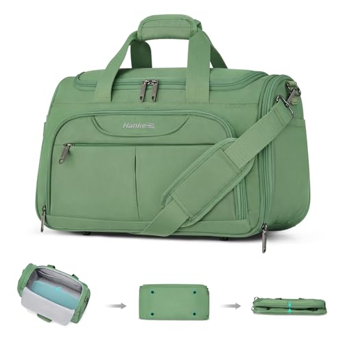 Hanke Underseat Carry On luggage Bags for Travel, Foldable Travel Bags for Women, Soft Lightweight Personal Item Travel Bag Small Carry On Bags for Airplanes, Travel Tote Bags for Women Men. Green - color: Forest Green, size: Underseat Carry-On