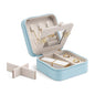 Vlando Small Travel Jewelry Box Organizer - Mirrored Jewelries Necklaces Rings Earrings Necklace Storage Case, Baby Blue - color: a. Baby Blue