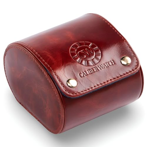 Genuine Napa Leather Watch Roll Travel Case - Travel Watch Rolls and Leather Watch Display Cases with Velvet Interior - Watch Storage Organizer Men's By CALIBERWATCH (Brown - Single) - color: Brown - Single