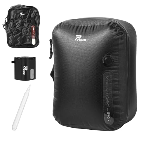 Vacuum Bags for Travel with Wireless Pump, 180° Open Zipper, IP67 Waterproof, Reusable Space Saver Compression Bags for Backpack, Suitcase, Home Storage(1 Pack + Pump) - color: Black - 1PC+P, size: Small