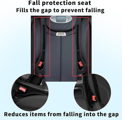 Car Seats Gap Filler Dual-Slot Car Seat Gap Organizer – with Belt Slot, Anti-Drop Gap Filler for Cars & SUVs – No More Lost Items, All Within Reach (2PCS) (Black)