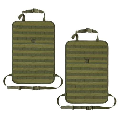 2 PCS Car Seat Back Organizer, Tactical MOLLE Sag Proof Vehicle Panel Backseat Cover Protector, Universal Molle Nylon Storage Bag Seat Back Hanger Pad for Car Truck SUV Pickup (Army Green) - color: Army Green, 2 PCS
