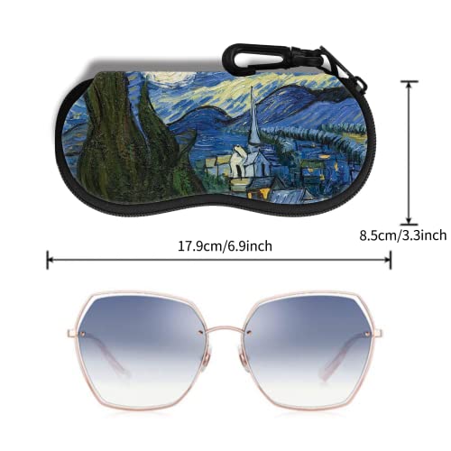 Hion Sunglasses Soft Case Ultra Light Neoprene Zipper Eyeglass Case With Belt Clip - color: 4pcs-2pcs Black+2pcs Starry Night