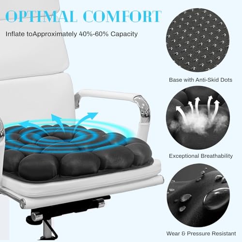 Airplane Seat Cushion for Long Flights, Inflatable & Portable Travel Cushion for Tailbone Pain Relief, Pressure Relief Car Seat Cushion for Office Chair and Wheelchair Use - size: Square