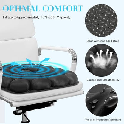 Airplane Seat Cushion for Long Flights, Inflatable & Portable Travel Cushion for Tailbone Pain Relief, Pressure Relief Car Seat Cushion for Office Chair and Wheelchair Use - size: Square