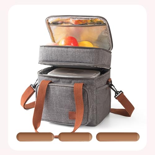 Yosoo Health Gear Insulated Lunch Bag 3 Layer Insulation Oxford Cloth Leakproof Cooler Bag with Adjustable Shoulder Strap, for Camping Travel Beach Picnic Work (grey)