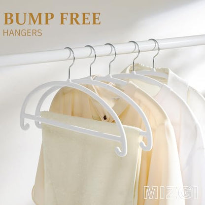 MIZGI 50 Pack White Velvet Hangers - No Shoulder Bumps, Heavy Duty Non-Slip Chrome Hooks for Jackets, Coats, Pants - color: White/Upgraded, size: 50 Pack