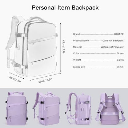 HOMIEE Travel Laptop Backpack for Men Women, Personal Item Carry On Bag, Dry Wet Separation, Weekender Business Hiking Camping College Bag, Mochila de Viaje, Purple - color: Purple, size: X-Large