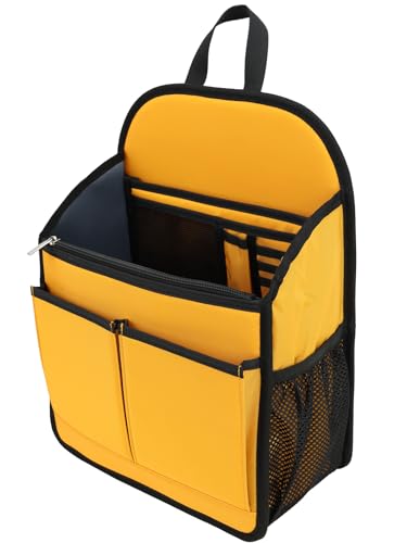 Large Premium Wider Rugged Backpack Organizer Insert for Men Women Work Travel -19 Pockets, Padded Nylon-Yellow - color: Yellow, size: Large