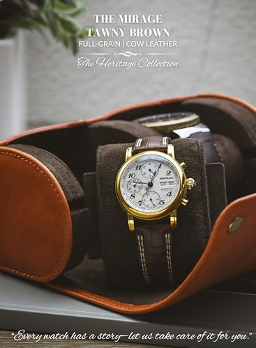 Watch Travel Case for Men 2 slot – Watch Roll – Brown Full Grain Cow Leather - color: Cow Real Leather/2 watches roll