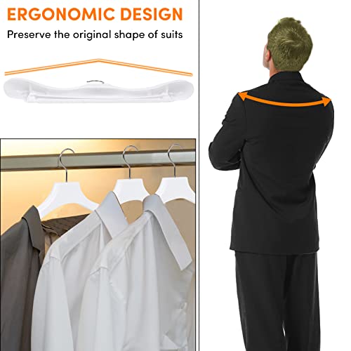 Suit Hangers for Men 50 Pack, White Coat Hangers Extra Wide Non Slip Width 17.7", Thick Plastic with Pants Bar & Metal Hook - color: White, size: 50 Pack