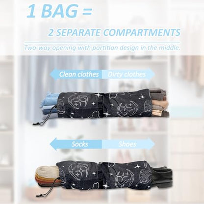 Boho Compression Packing Cubes Set (7 Piece) - Sun Moon Stars Travel Organizer Bags Travel Essential Bag for Clothes Shoes Cosmetics Toiletry - color: Black-11