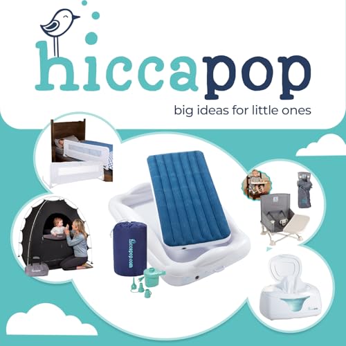 Hiccapop Inflatable Toddler Travel Bed with Safety Bumpers [4-Sided], Portable Toddler Bed for Kids, Kids Air Mattress, Toddler Air Mattress - Navy Blue - color: Blue