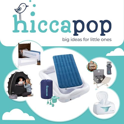 Hiccapop Inflatable Toddler Travel Bed with Safety Bumpers [4-Sided], Portable Toddler Bed for Kids, Kids Air Mattress, Toddler Air Mattress - Navy Blue - color: Blue