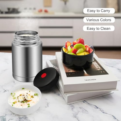 35oz Soup Thermos, Stainless Steel Thermos for Hot Food, Wide Mouth Food Thermos Jar, Insulated Lunch Container Leak Proof Vacuum Thermal Flask (silver-35oz) - color: silver-35oz