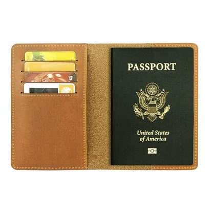 RFID Blocking Passport Holder Travel Wallet (Brown) - color: Brown