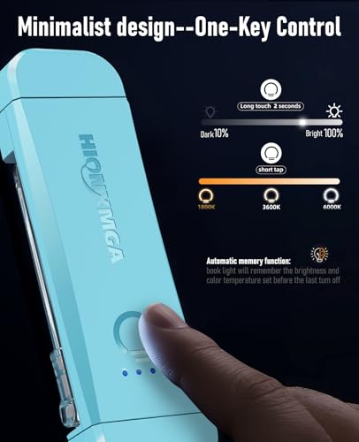 HIONXMGA Book Reading Light, Silent Touch Clip-on Book Lamp with 3 Amber Colors & 7 LEDs Precise Dimming for Eye Caring Night Reading, Kids - color: Blue