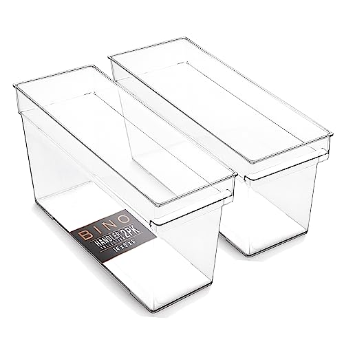 BINO | Plastic Storage Bins, Medium - Deep | THE HANDLER COLLECTION | Multipurpose Organizer Bins | Kitchen Pantry Organizers and Storage | Clear Containers for Organizing Home | Freezer Organizer - size: 2PK DEEP - MEDIUM - 14 x 6 x 8